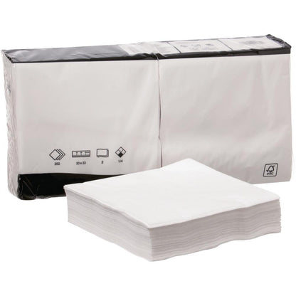 Zelltuchserviette - 33  x  33 cm  -  1/4 Falz  - 2 - lagig  -  Weiß (250 Stk.)