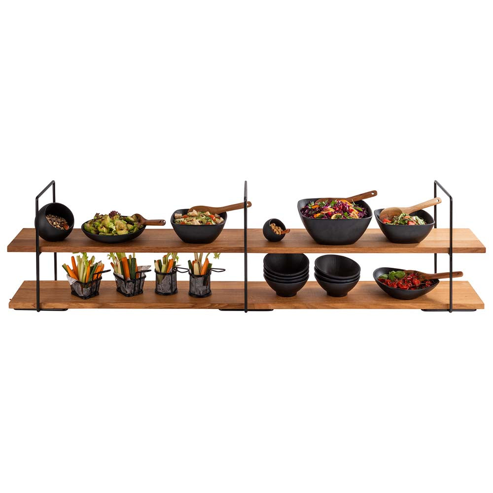 PERFECTO LARGE -  Etagère - 2  stufig - 80 x 23 x 40,5 cm - Metal/Eichenholz