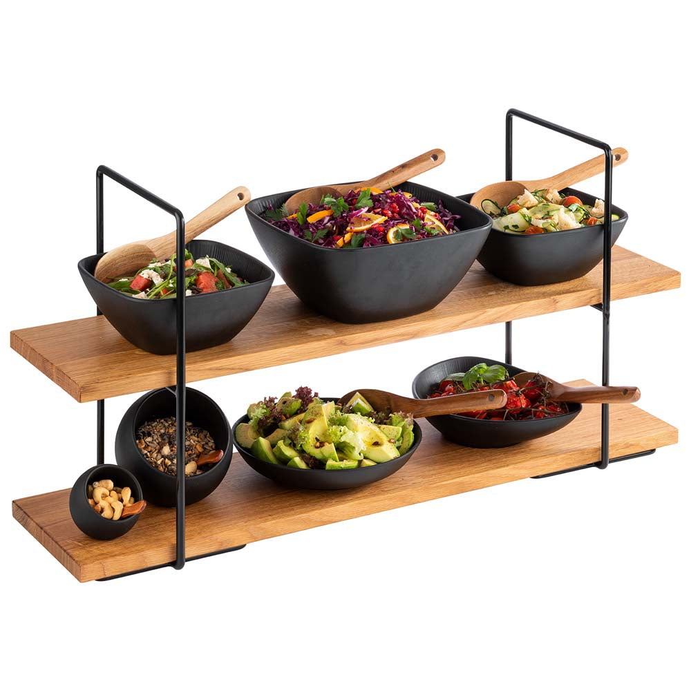 PERFECTO LARGE -  Etagère - 2  stufig - 80 x 23 x 40,5 cm - Metal/Eichenholz