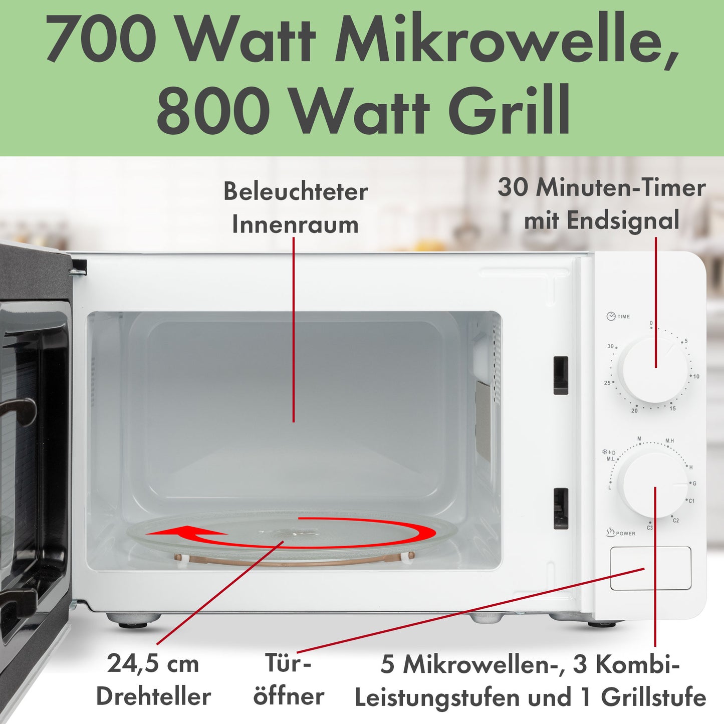 Mikrowelle MW 7885 Solo - 17 Liter - 700 Watt /Weiß
