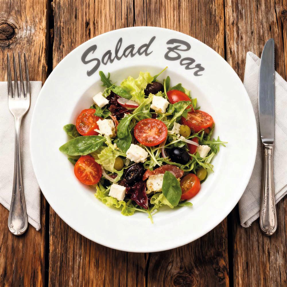 Salatteller Ø 30 x 6,2 cm mit Druck "Salad Bar"
