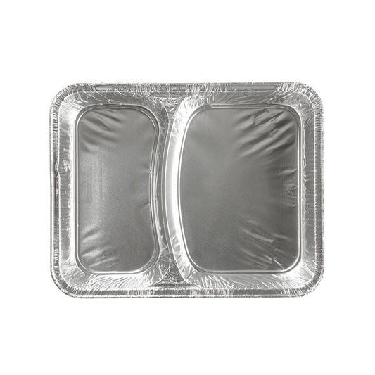 Alu-Menüschalen 2-teilig flach - 22,7 x 17,7 x 3 cm
