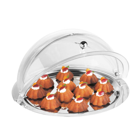 Rolltop-Haube "Rund" Ø 38 x 19 cm - verchromter Griff