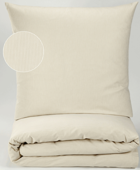 SOFIA Kissenbezug mit Streifen - 80 x 60 cm - Satin - Weiß/Beige