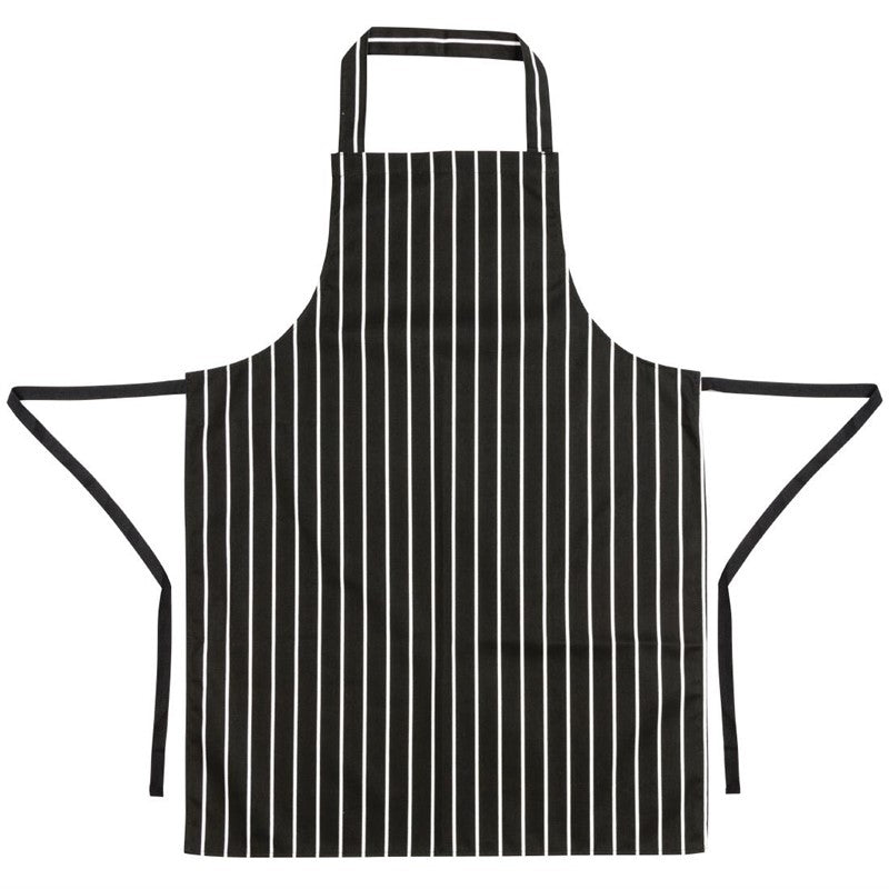 Latzschürze (95 x 70 cm) - Schwarz/Weiß gestreift
