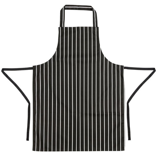 Latzschürze (95 x 70 cm) - Schwarz/Weiß gestreift
